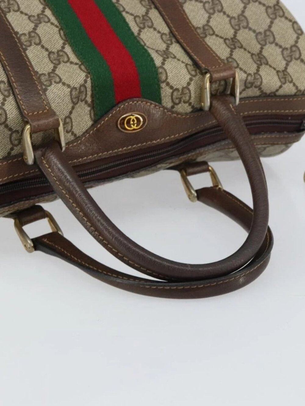 GUCCI GG Supreme Web Sherry Line Hand Bag PVC Beige Gold 24 012 3842 Auth 161028 - Picture 8 of 16
